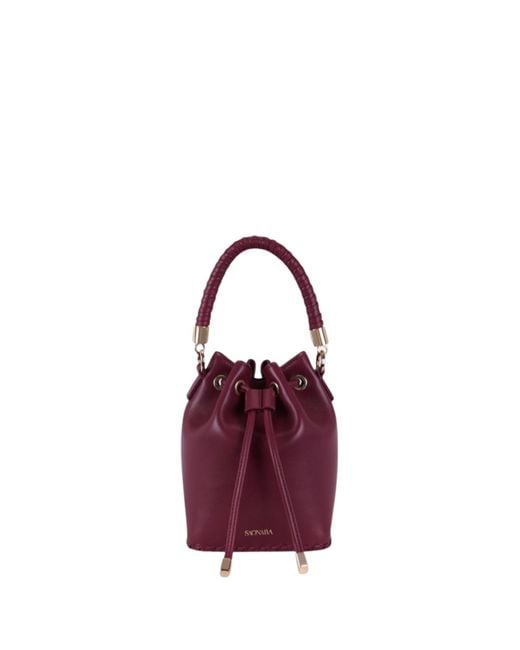 Saonara Brand Purple Mini Bucket Bag Berry Leather