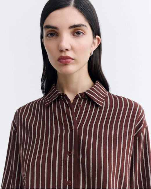 Thinking Mu Brown Manuela O-Hara Striped Blouse
