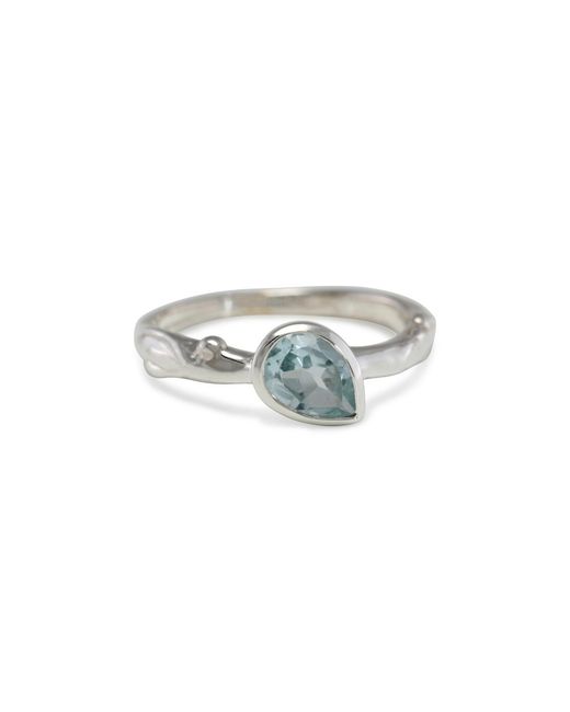 Isla Silver White Teardrop Topaz Ring