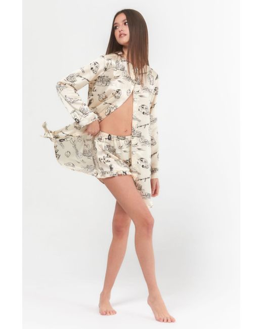 Favette Natural Neutrals The Silk Shorts — Dolce Vita Print