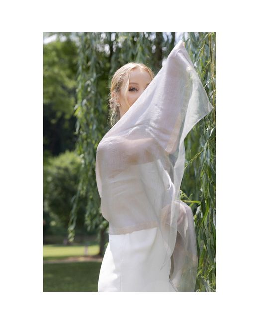 Saachi Gray Shimmer Border Scarf