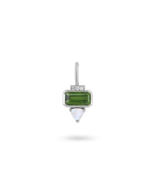Zohreh Green Tourmaline, Sapphire & Moonstone Pendant Sterling