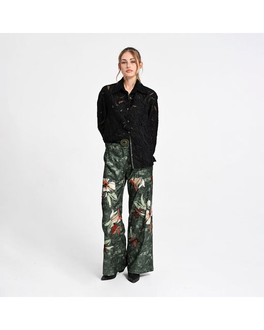 Lalipop Design Black Burnout Pattern Sheer Shirt