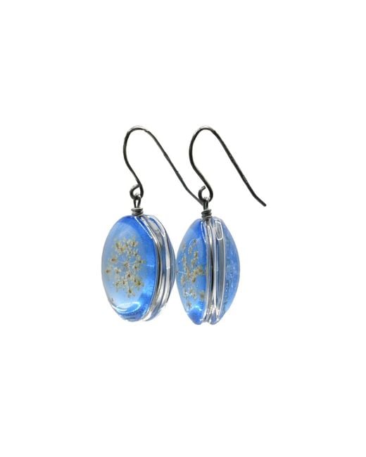 Laura Daili Blue Queen Anne's Lace Glass Earrings