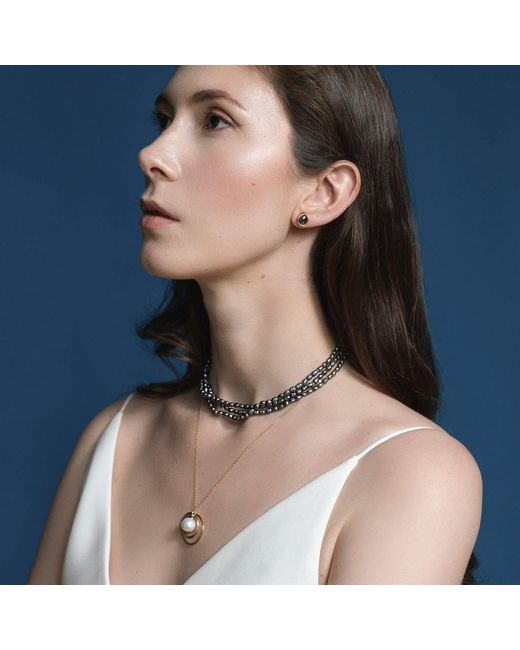 Pearl Code Metallic Univers Baroque Pearl Necklace — -Filled Double Circle Pendant
