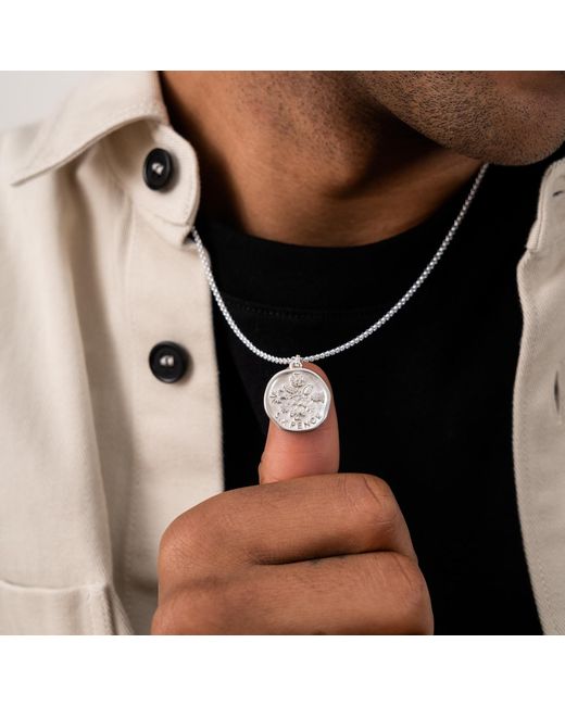 Dower & Hall Metallic Lucky Sixpence Talisman Necklace for men