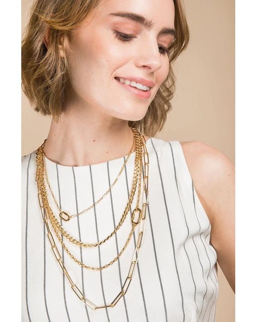 Saachi White Layered Chain Multi Necklace