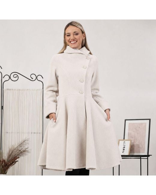 Nikka Place Natural Flared Wool Winter Coat With Buttons