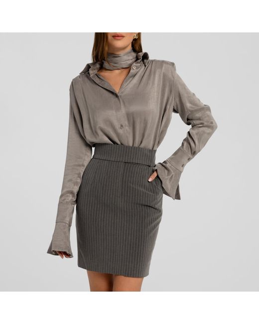 Mandragora Gray Fitted Striped Skirt Gante
