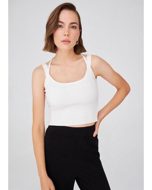 Peraluna White Strap Knitwear Bustier