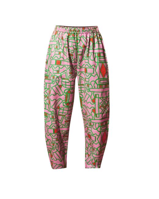 Wild Clouds Multicolor Organic Cotton & Linen Balloon Trousers