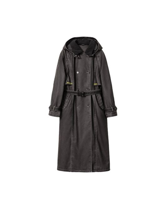 Jakke Black Rayn Hooded Trench Coat
