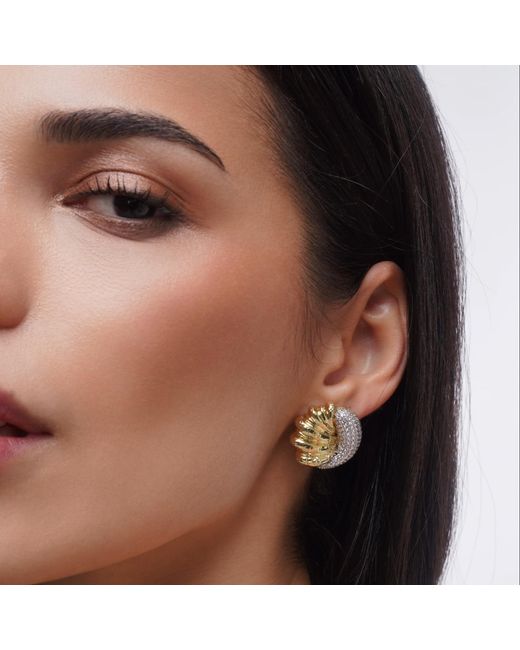 Onewildone Metallic Go Off Sculpted Two-Tone Pavé Earrings