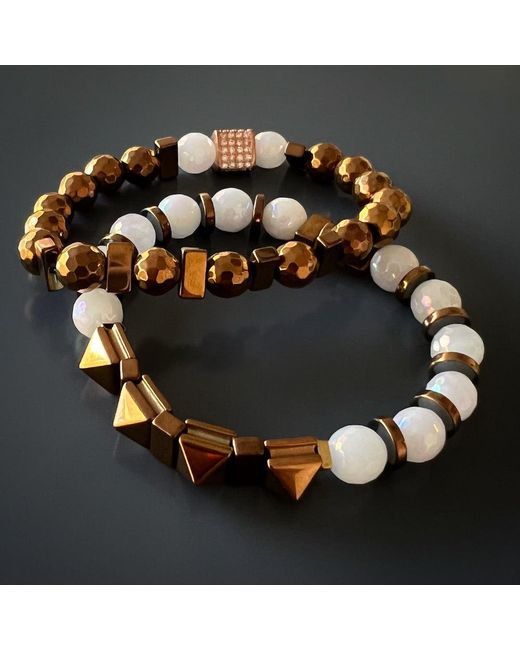 Ebru Jewelry Brown Rose Energy Quartz Bracelet Set