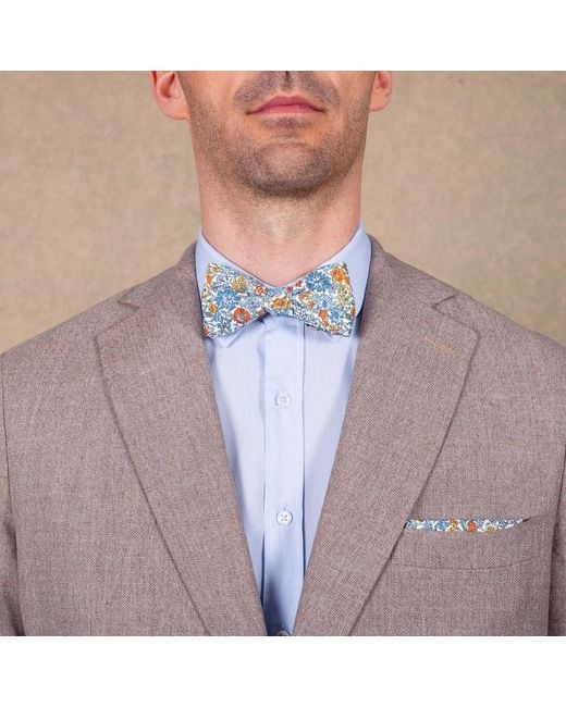 LE COLONEL Blue Liberty May Fields Bow Tie for men