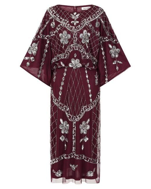 Frock and Frill Red Danica Embellished Midi Dress