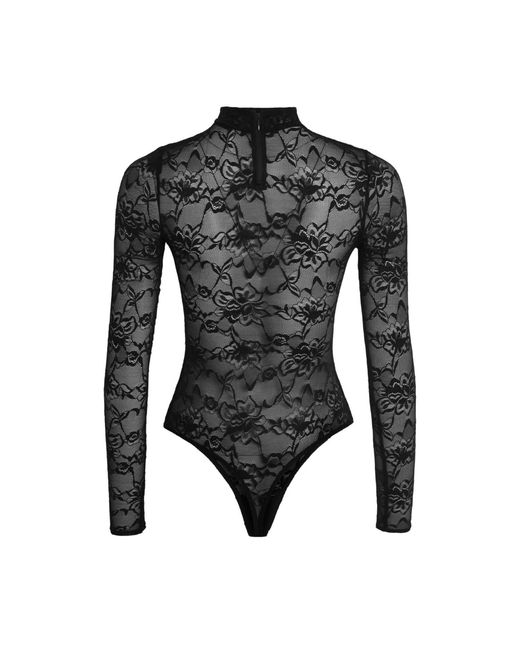 OW Collection Black Lydia Lace Bodysuit