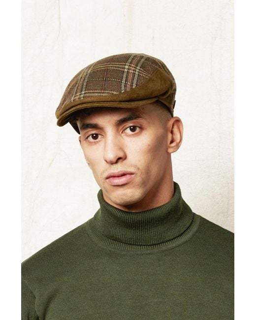 Dasmarca Hats Brown Luis Tweed Checks Italian Flat Cap for men