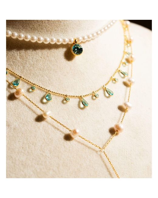 Eyeconic by Samar Ajram Metallic Freshwater Pearl & Chain Lariat Necklace