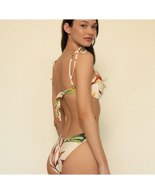Montce Yellow Rooted Floral Tori Ties Bandeau Bikini Top