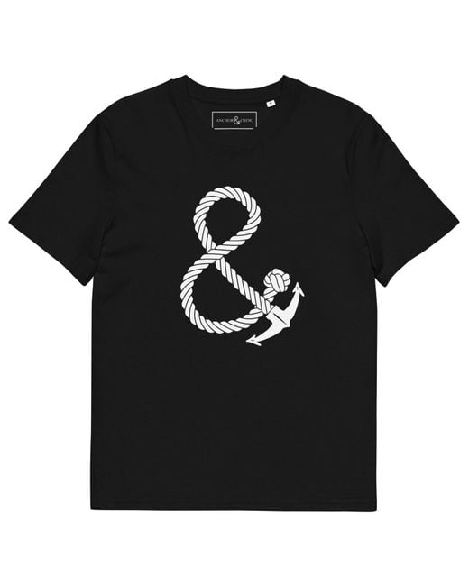 Anchor and Crew Black Oversized Ampersand Signature Organic Cotton T-Shirt