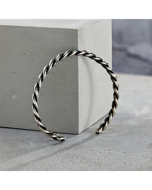 Posh Totty Designs Metallic Twisted Oxidised Sterling Cuff for men