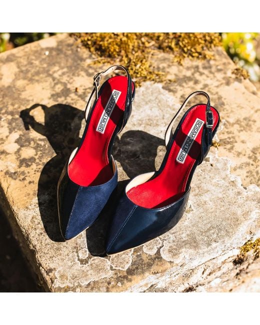 Rosamund Muir London Blue Augusta Duo-Texture Slingback Heels
