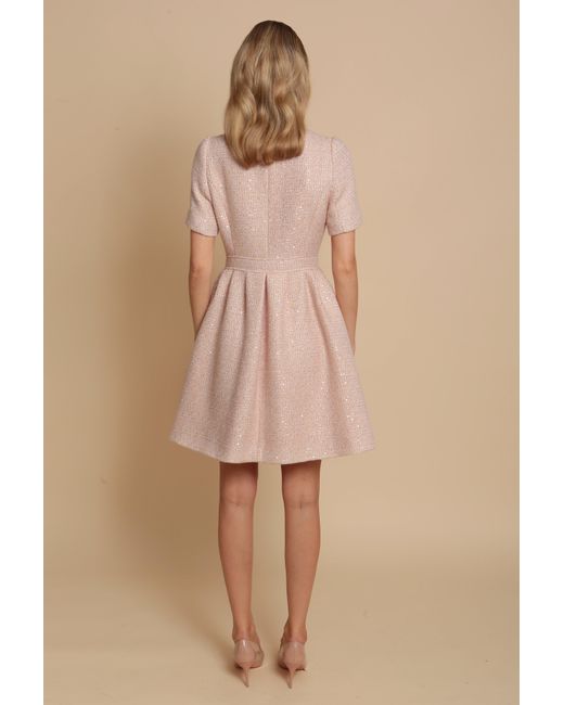 Santinni Pink 'Golden Age' Wool Tweed Dress Coat