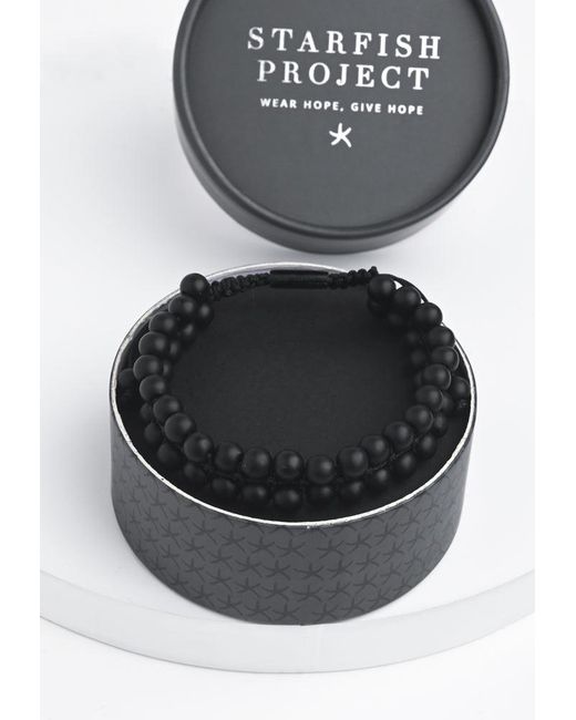 Starfish Project Black Helix Matte Agate Rope Beaded Bracelet for men