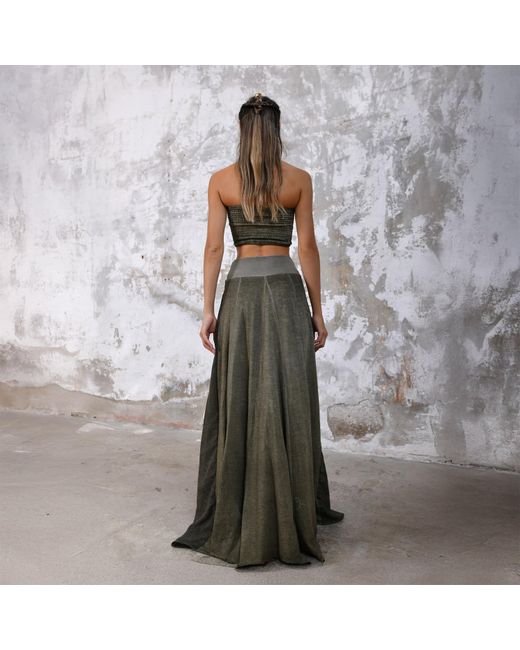 Zhenabia Green Zhe Skirt Boho High Slit Maxi Skirt