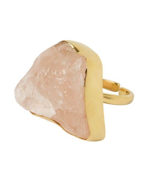 YAA YAA LONDON Natural Quiet Luxury Irregular Rose Quartz Adjustable Ring