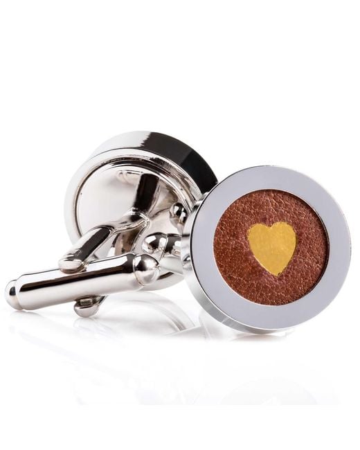 N'damus London Multicolor Regent Leather Heart Cufflinks for men