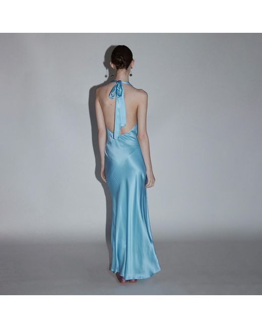 Belsize25 Blue Mayfair Series – Crystal Buckle Halterneck Dress