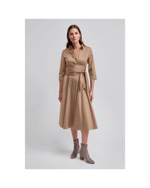 Marianna Déri Brown Taupe Shirt Dress With Tie Belt