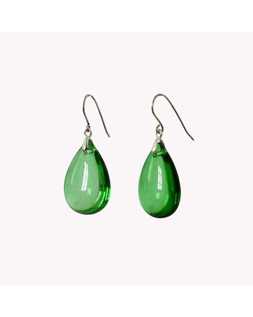 Laura Daili Green Glass Forest Teardrop Earrings