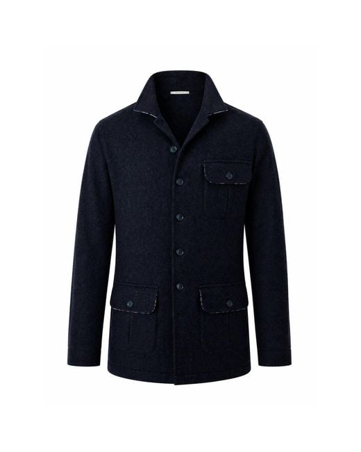 Koy Clothing Blue Wool Safari Jacket for men