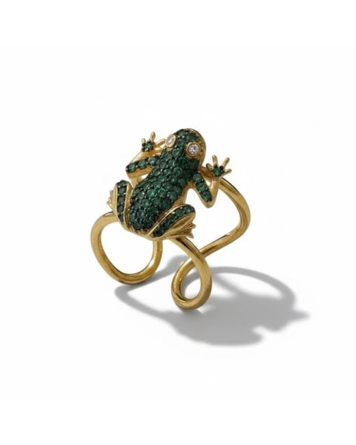 Latelita London Green Frog Prince Cocktail Ring Adjustable