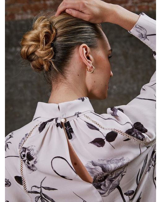 Rose & Nancy White Flora Mono High Neck