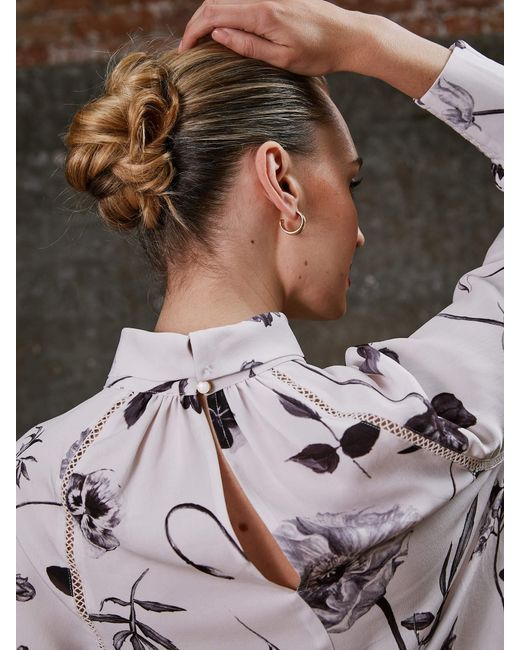 Rose & Nancy White Flora Mono High Neck