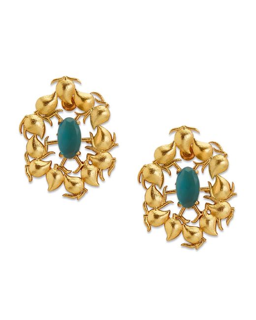 Dhwani Bansal Metallic Keri Earrings With Topaz Glass Gems