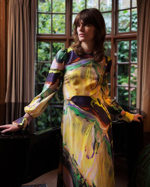 Klements Yellow Peggy Silk Dress