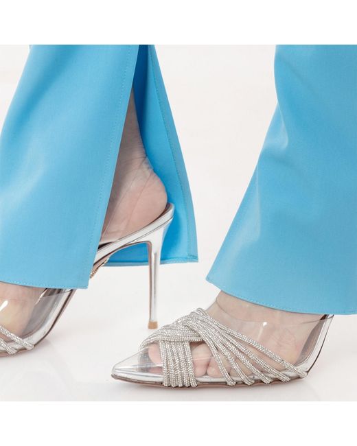 Nissa Blue Embellished High-Waisted Pants