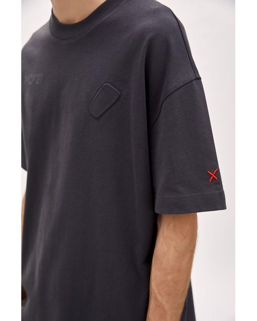 Pcfg Blue Oversized Tee With Emboss Detail for men