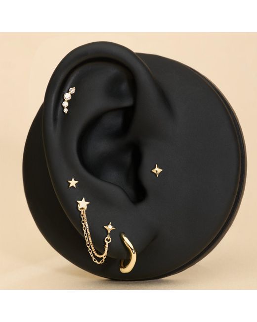 Vanhi Metallic 14K Solid Star Flat Back Stud