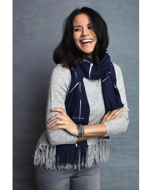 Saachi Blue Window Fringed Scarf