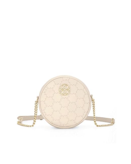 Orange Cube Natural Quilted Impressions Round Bag