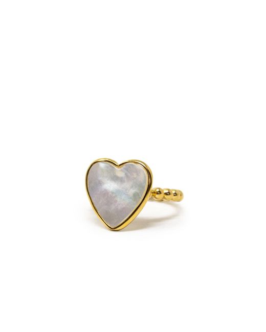 Vintouch Italy Metallic Happy Heart Pearl Stacking Ring