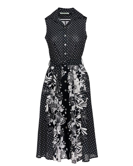 Conquista Blue Cotton Button-Front Printed Dress