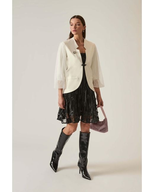 James Lakeland Natural Tulle Sleeve Blazer