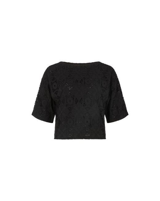 Raffya Black Opal Broderie Anglaise Split Open Back Blouse